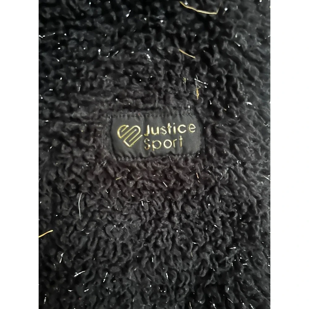 Justice Sport Girls Black Sparkle Sherpa Fleece Joggers‎ Sweatpants Size L 12/14